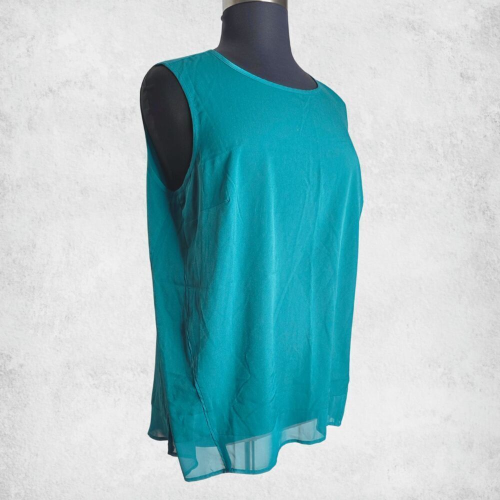 Lane Bryant Teal Chiffon Layering Tank Top 20 Plus Size Sleeveless Tunic Blouse - Picture 5 of 6